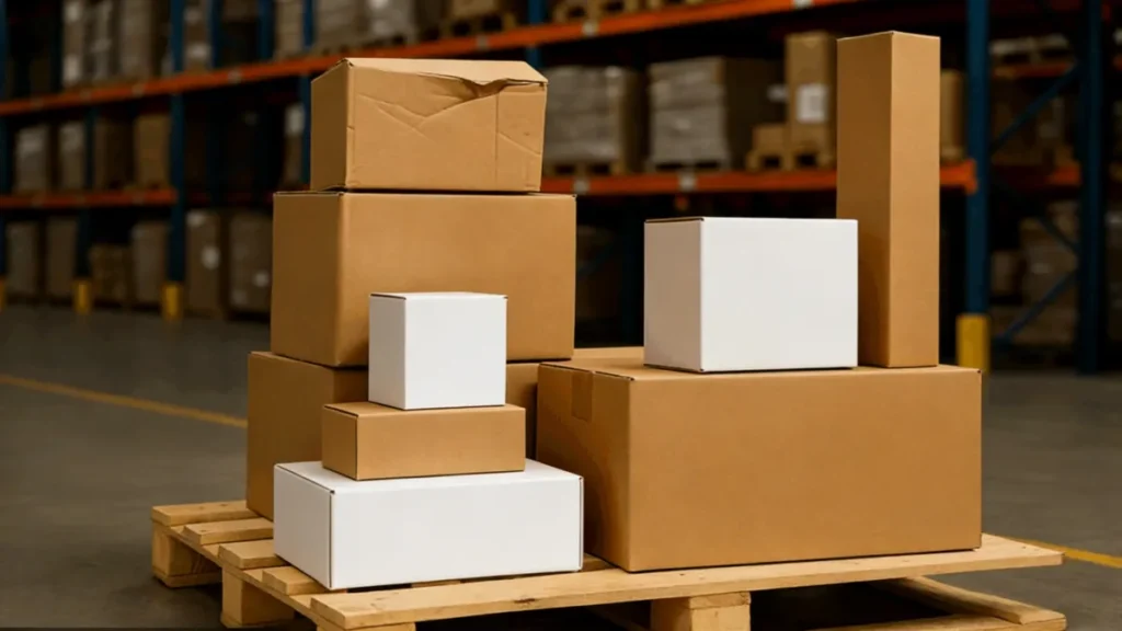 Unlabeled cartons in warehouse after shipping labels fall off