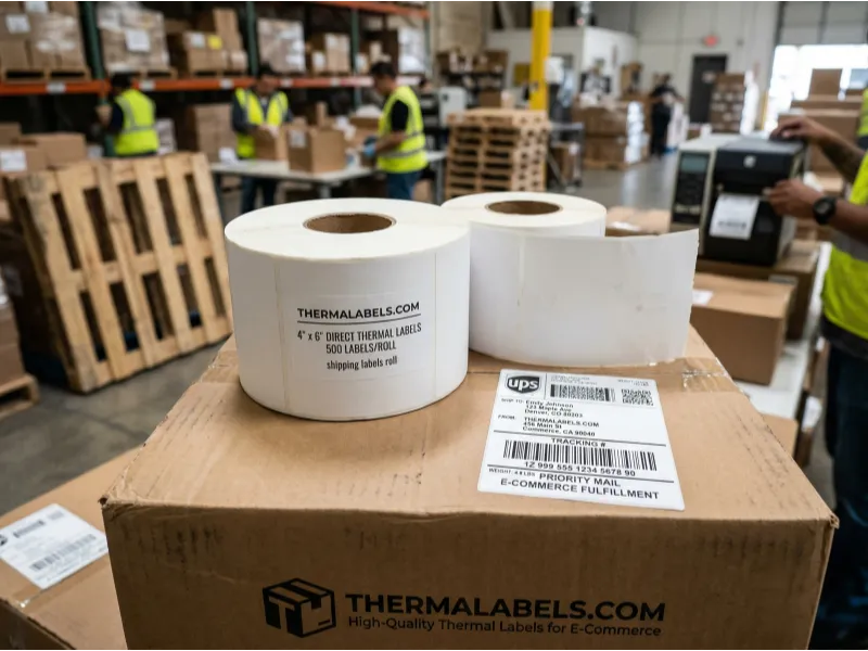 Custom direct thermal labels for shipping and logistics